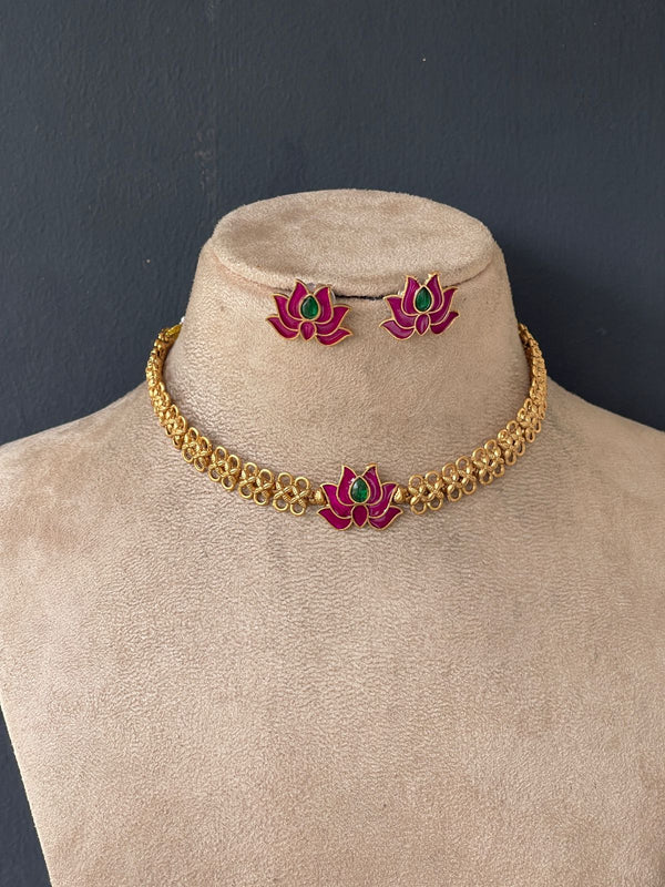 Violet  Lotus Gold Chocker