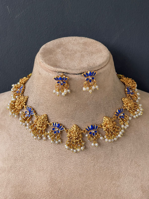 Blue  Lotus Gold Goddess Chocker