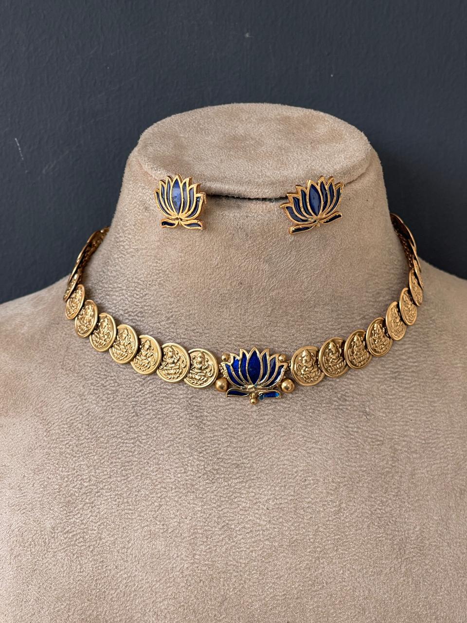 Blue Lotus Coin Chocker – Mannat Jewelz