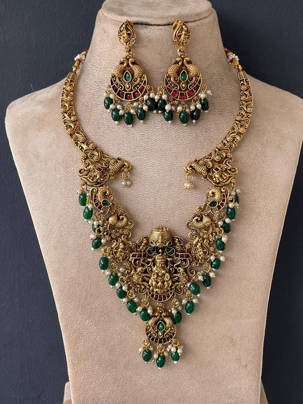 Hasli Bridal  Necklace With Green Beads