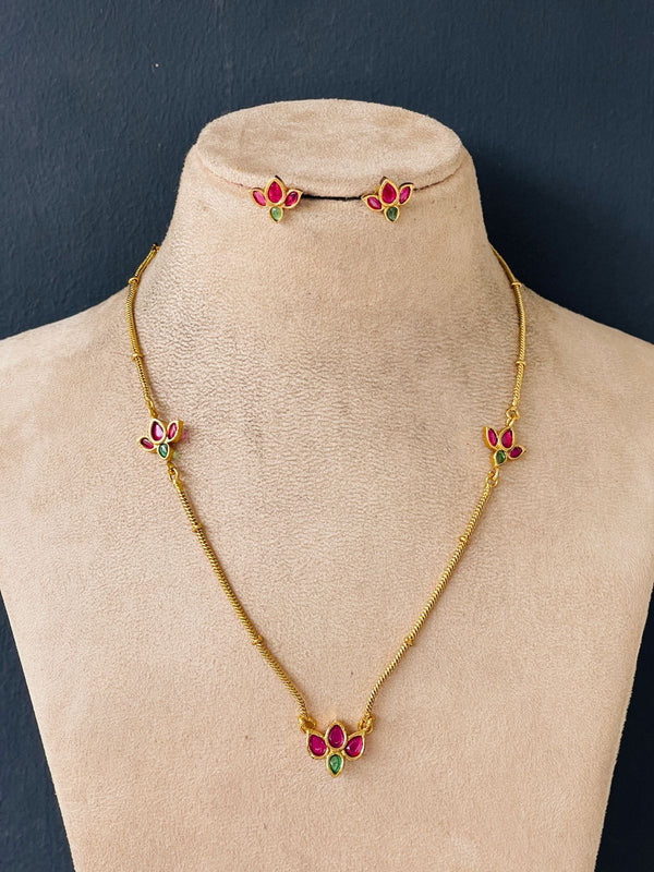 Ruby And Emerald Flower Chain