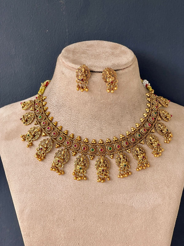 Multi Color Gold Goddess Necklace