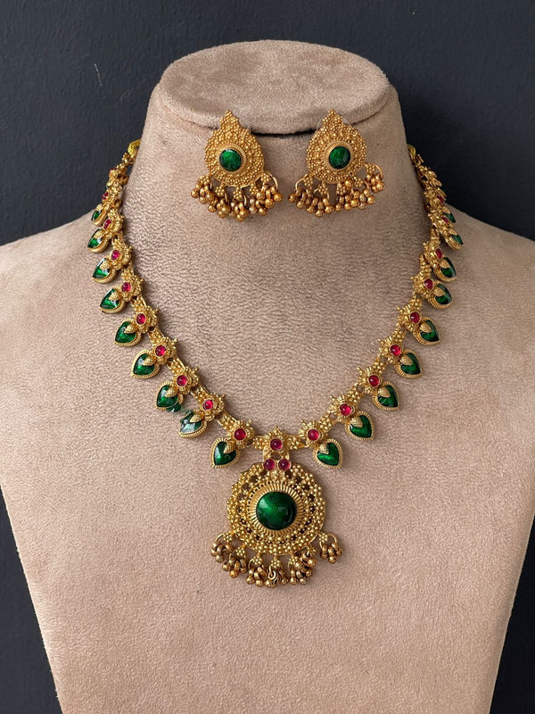 Green Enamel Palakka Necklace