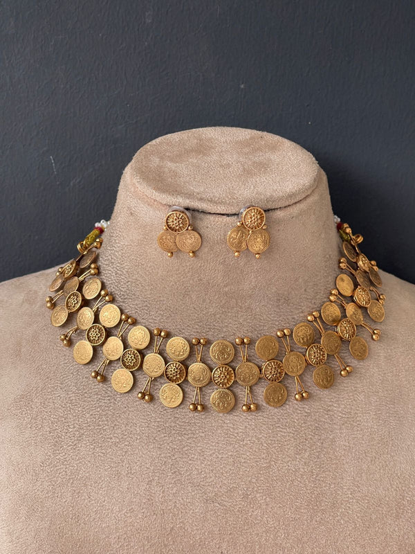 Double Stranded Gold Coin Chocker