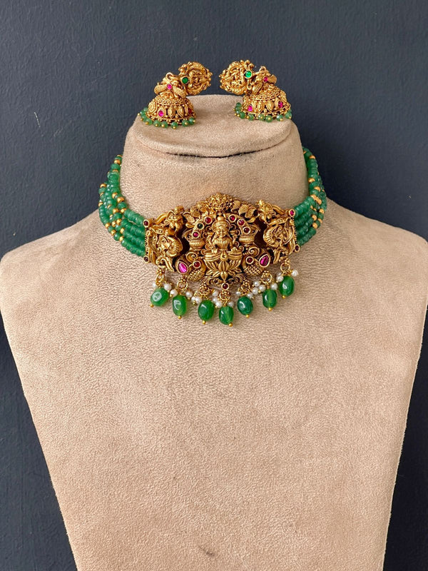 Premium Quality  Goddess  Green Beads Heavy Chocker