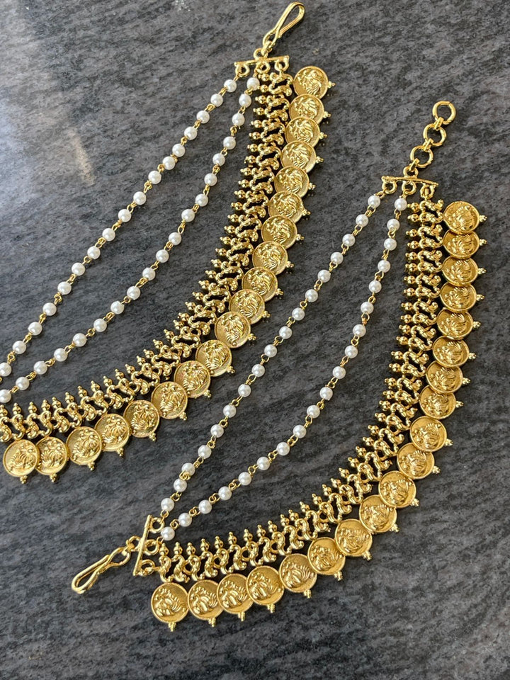 Premium Gold Coin Design Ear Chain – Mannat Jewelz